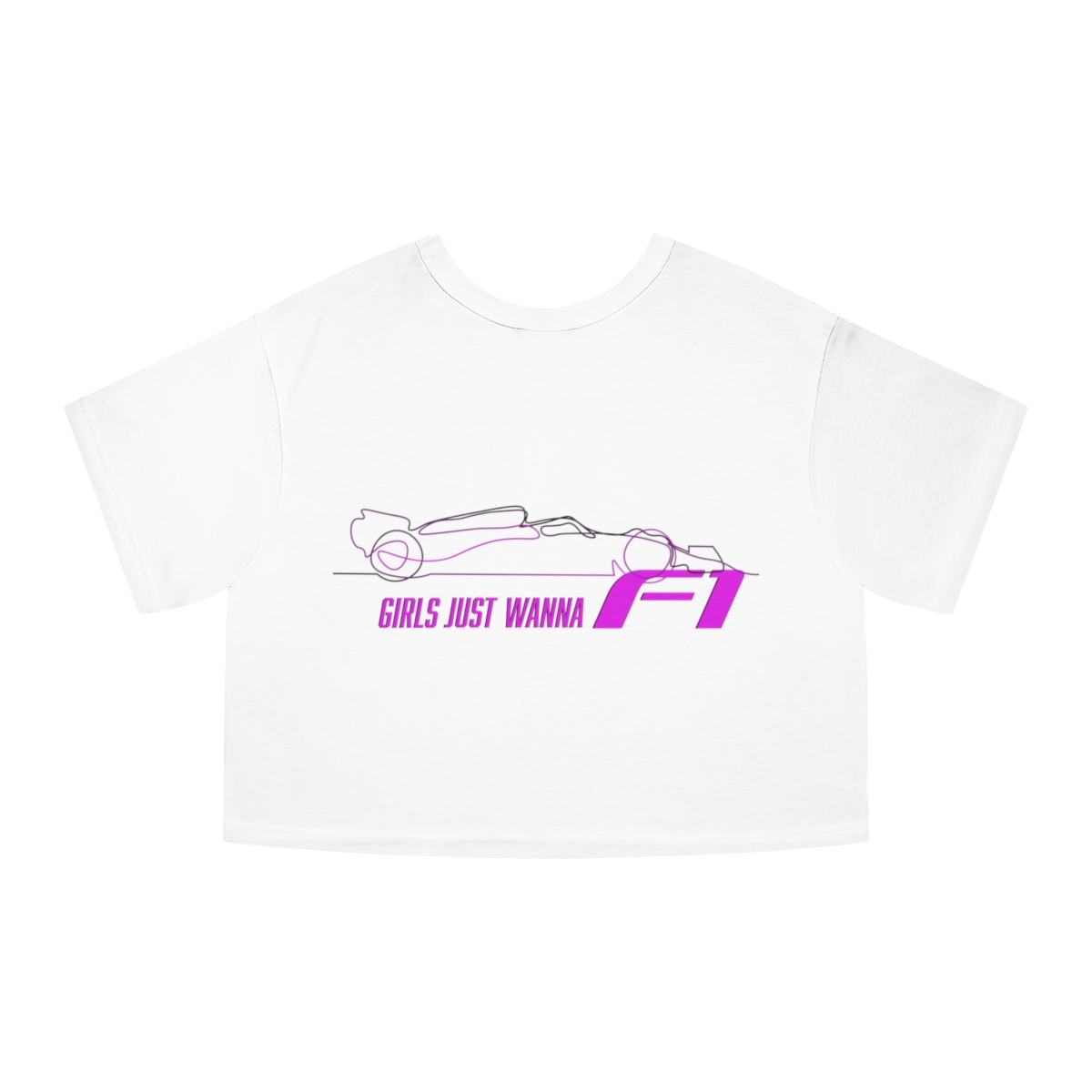 Back of White Girls Just Wanna F1 Cropped T-Shirt